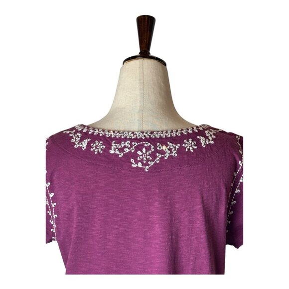 Soft Surroundings Dress Women Small Petite Purple Embroidered Beaded Boho - Picture 4 of 13
